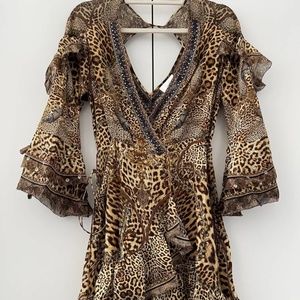 Camilla Lady Lodge Silk Ruffle Sleeve Wrap Dress Size S